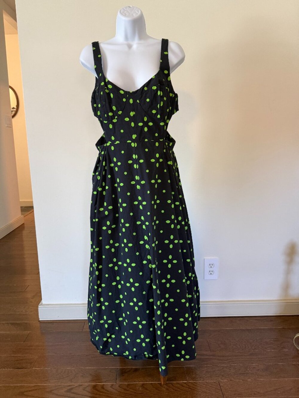 Topshop Green and Black Cut Out Dress US 8